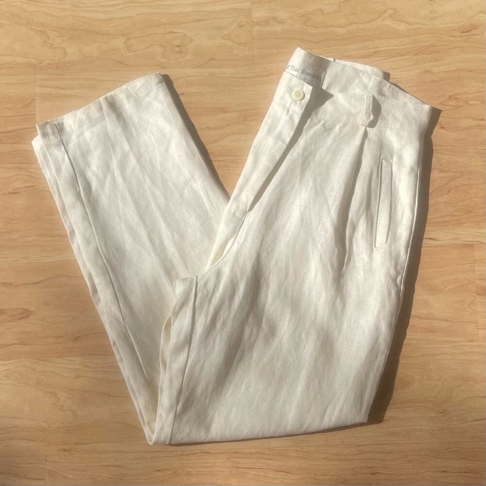 100% Linen All That Remains Relaxed Trouser Pants in Almond Beige US Size 6 NWOT - Picture 2 of 10